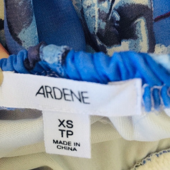 ARDENE Floral Hi Lo Fit Dress With Lace Front & Belted Detailing Blue Size Small - Picture 9 of 10